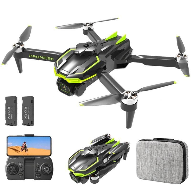 B6 Race Drone Brushless Motor ESC Dual Camera Professional Aerial Photography WIFI FPV GPS Obstacle Avoidance Four-Axis Rc Quadcopter Toy Gift 8K GPS 2 battery black