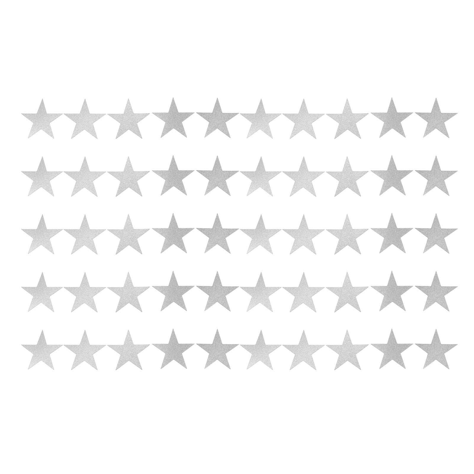 50PCS Glitter Star Paper Cutouts Double Sided Stars Decoration Cutouts Paper Wall Decor for silver