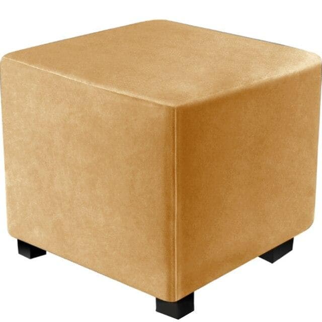 All-inclusive Square Chair Cover Elastic Velvet Footstool Cover 360 Degree Protector Ottoman Cover For Living Room Slipcover Medium orange