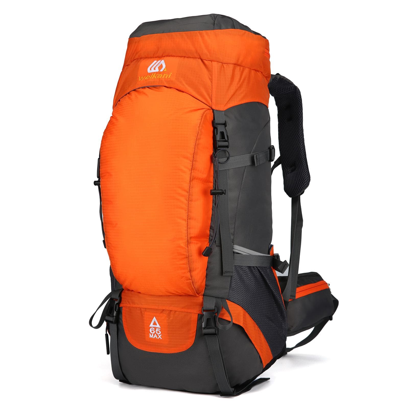 65L Water-resistant Hiking Backpack with Rain Cover Outdoor Sport Travel Daypack for Camping orange