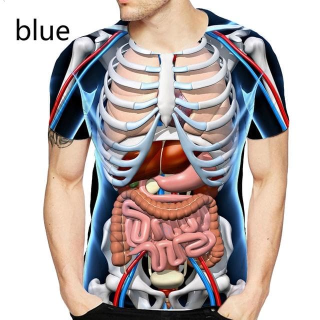 Educational Augmented Reality T-Shirt for Anatomy 3D Printed Round Neck Short-Sleeved T-Shirt Anime Funny Halloween Men T Shirt M blue