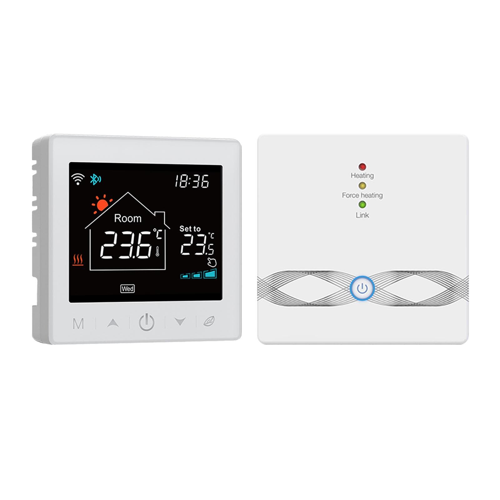 WIFI Smart Boiler Thermostat with Receiver 3.5Inch LCD Display Intelligent Thermostat with white