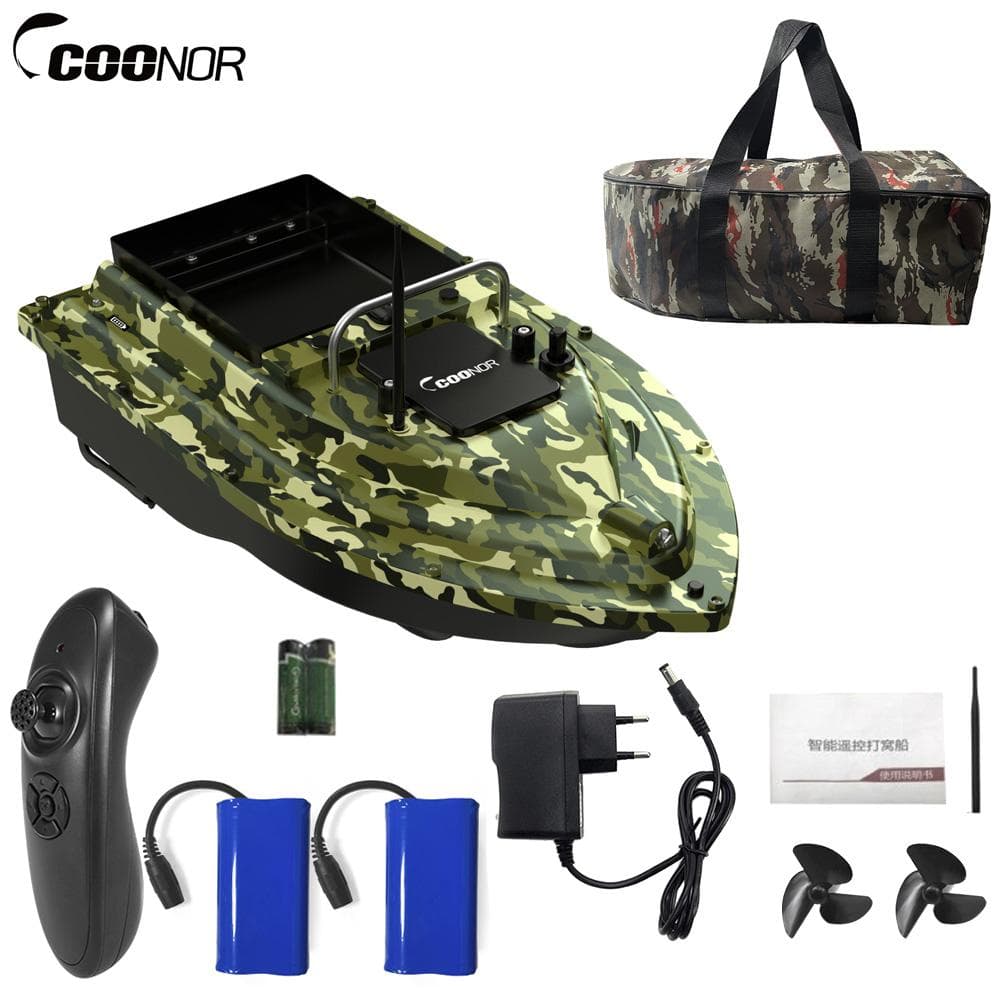Wireless Remote Control Fishing Bait Boat 430-540 yards Remote Range Fish Finder Device With 2 Rechargeable Battery camouflage