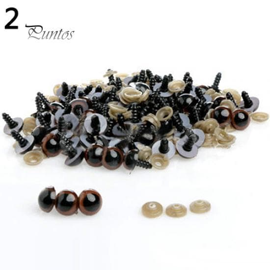 100 Pcs 8-20mm Plastic Safety Eyes for Teddy Bear Doll Animal Puppet Craft DIY 20mm brown