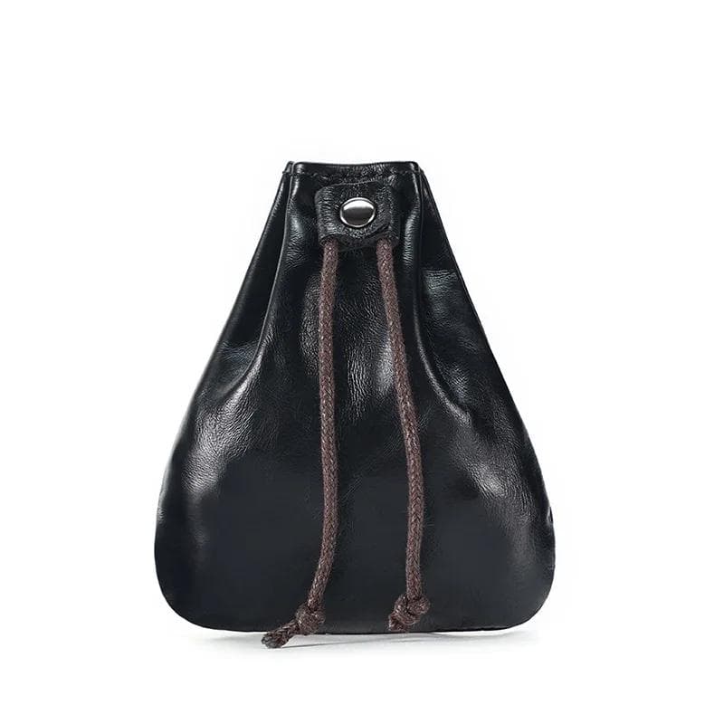 Genuine Leather Men's Coin Purse Change Pouch Card Holder for Male Casual Mini Storage Bag Unisex Wallets Mini Purse black