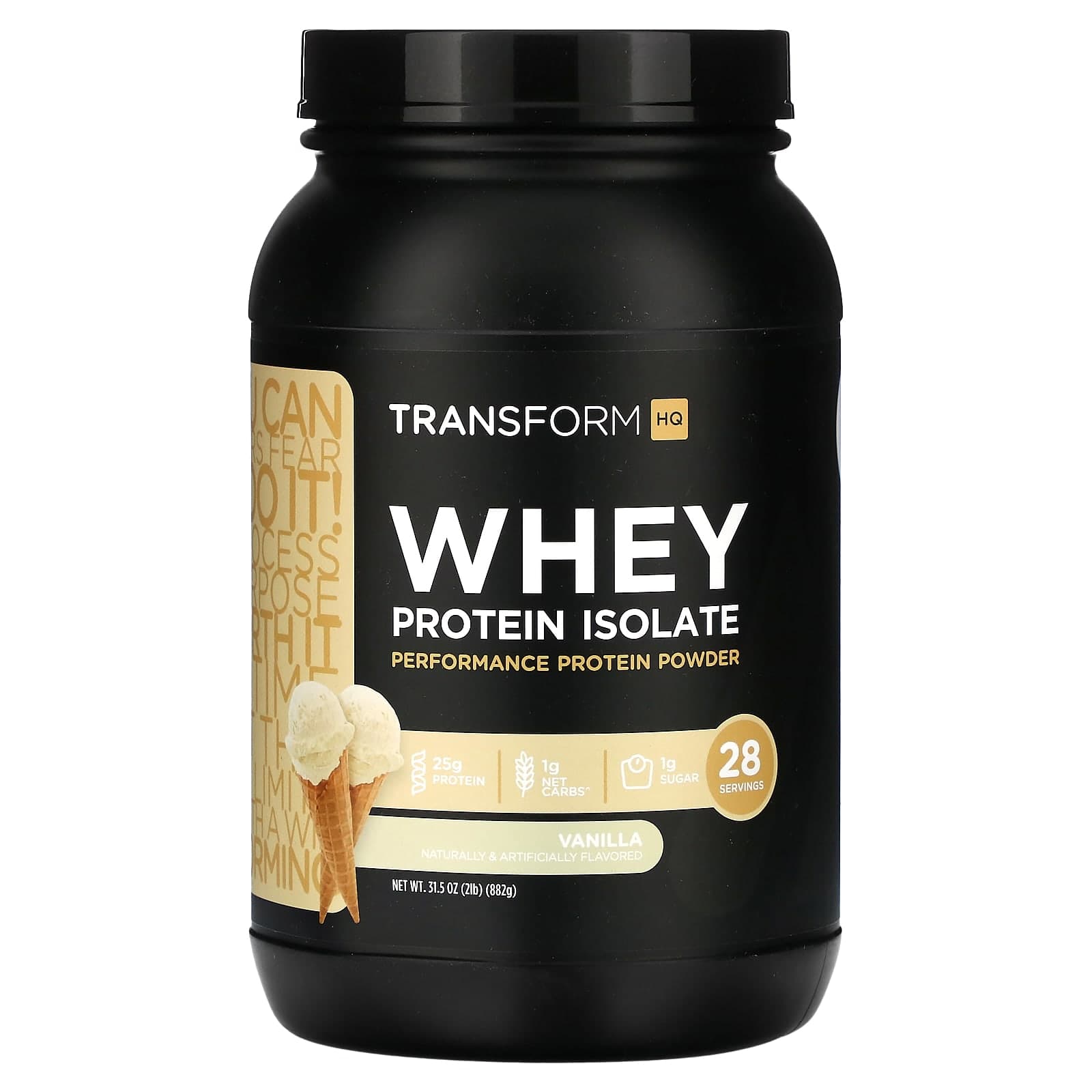 TransformHQ, whey protein isolate, vanilla flavor, 882g (2lb)