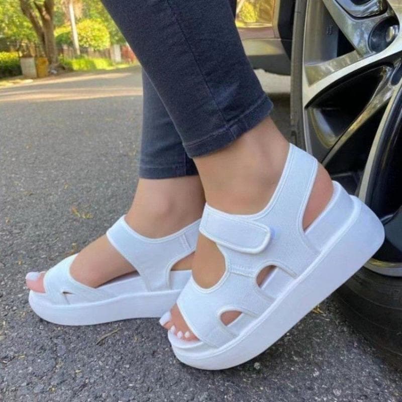 Sandals Women Casual Sneakers Sandals Wedges Woman Sandals Open Toe Shoes 42 white