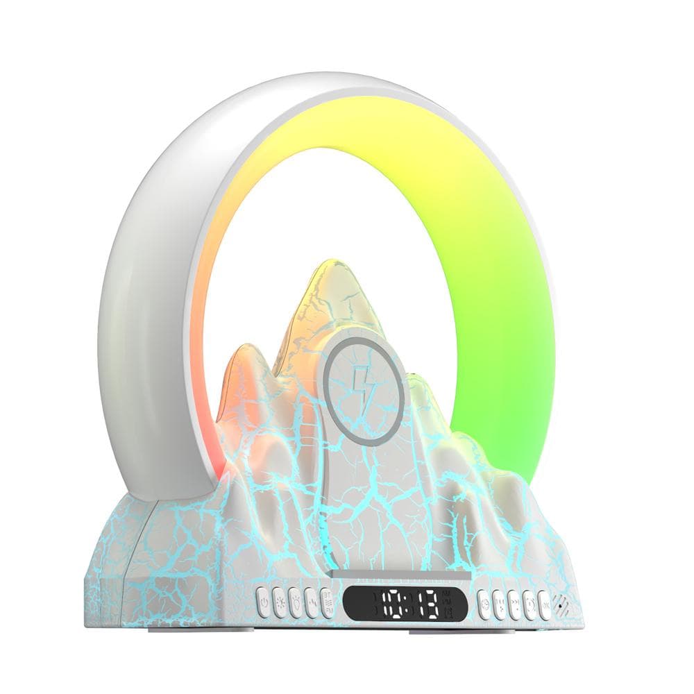 LED Table Lamp Sunrise Colorful Ambient Light with Built-in BT Speaker Alarm Clock Wireless white