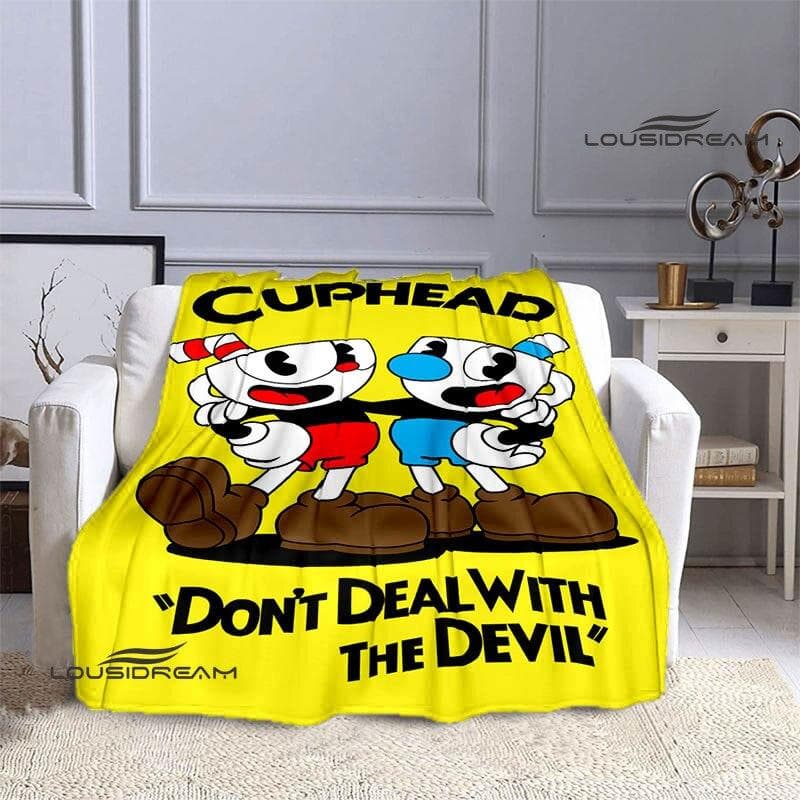 Cuphead Anime Printed Blanket Children's Warm Beautiful Blanket Flannel Soft and Comfortable Blanket Home Travel Birthday Gift 75x90cm