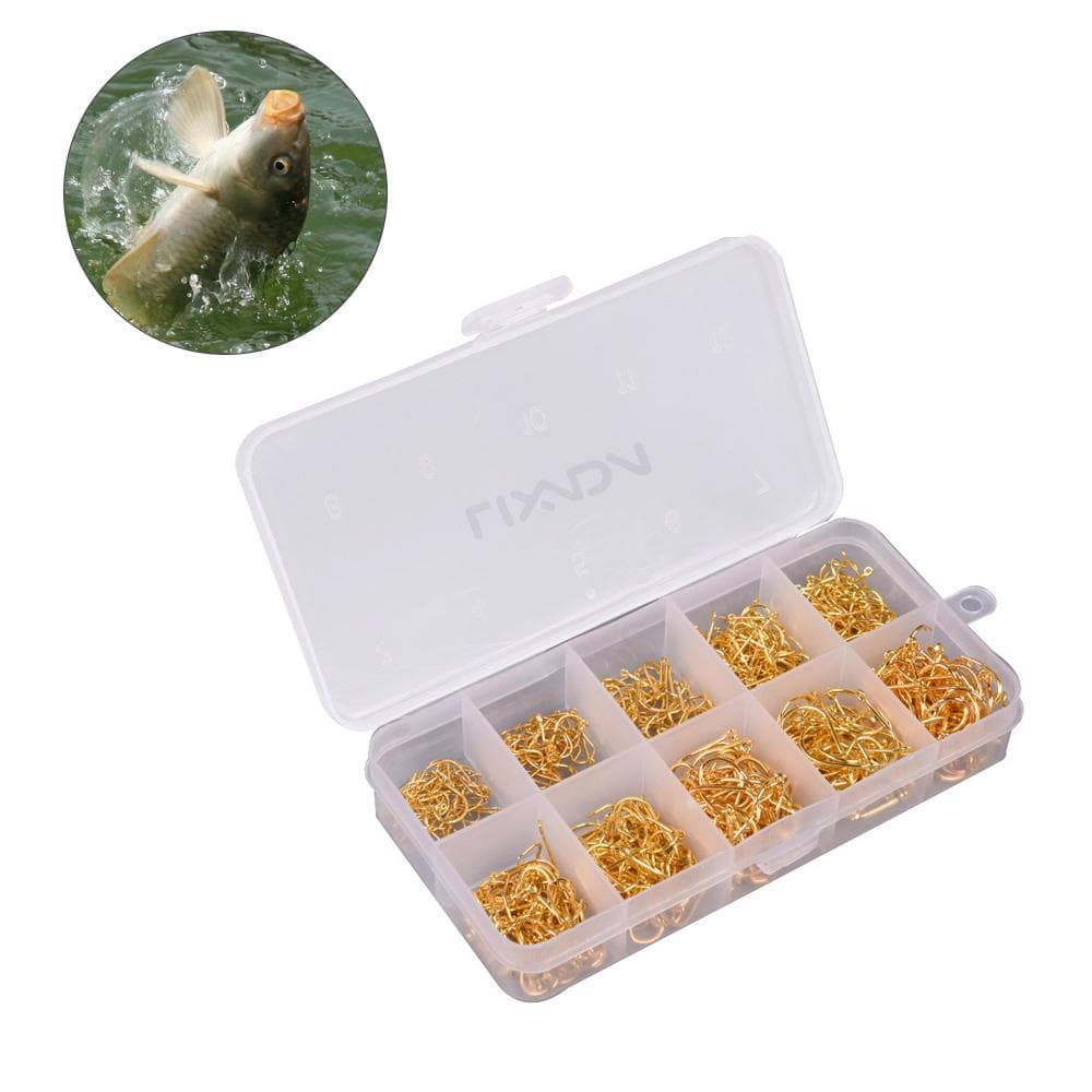 Lixada 500pcs Carbon Steel Fishing Hooks 3# -12# 10 Sizes Fish Hooks with 500pcs with hole black