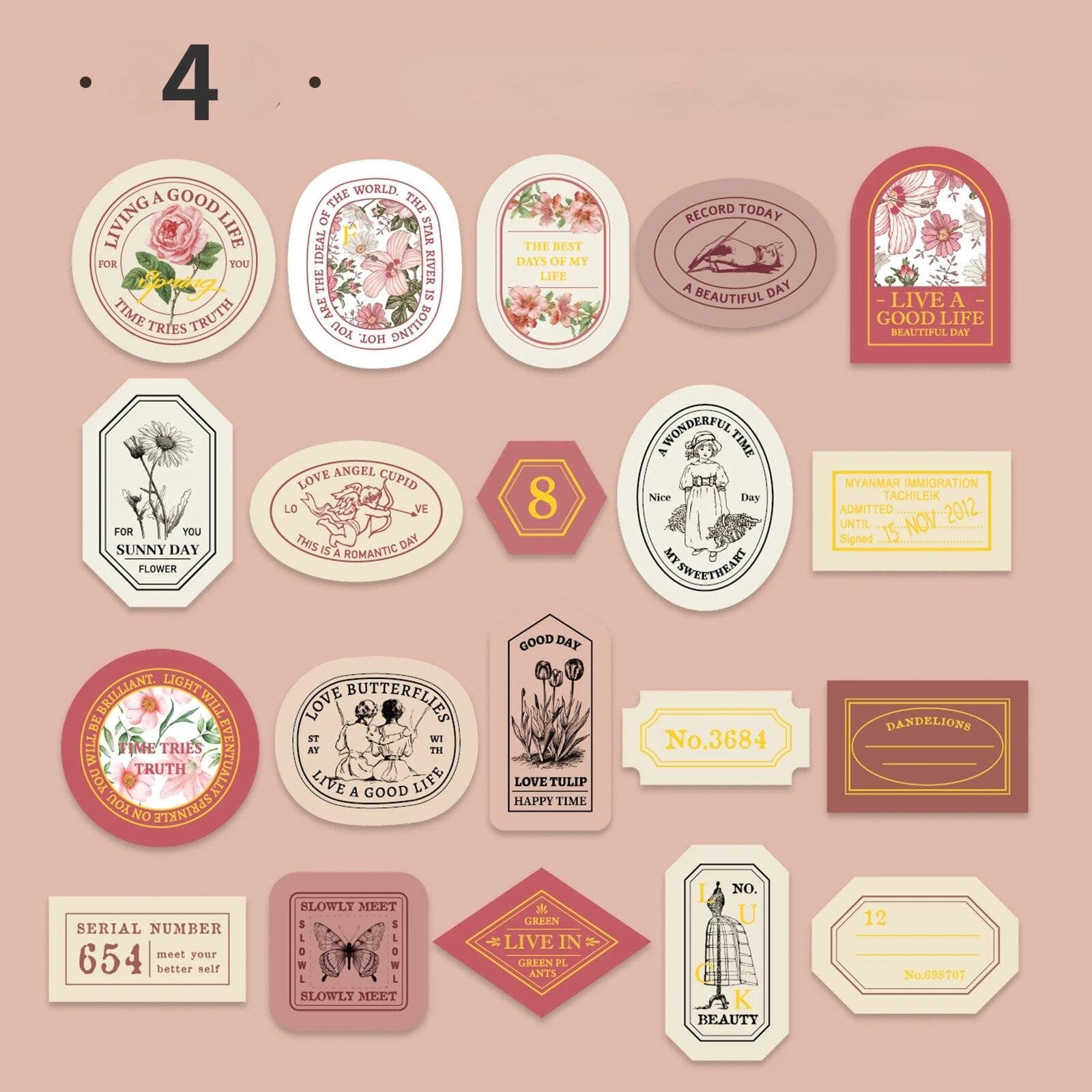 Retro Label Stickers Writable Sealing Sticker Decoration Handbook Stickers Aesthetic Stationery 40Pcs/box