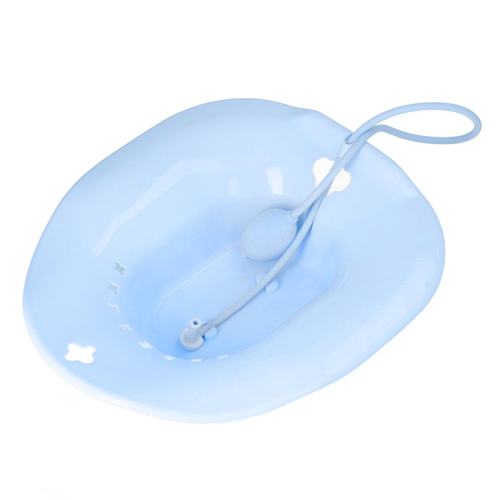 Sitz Bath Universal Squat Free Toilet Bath Seat with Flusher for Postpartum Care Hemorrhoids Blue blue