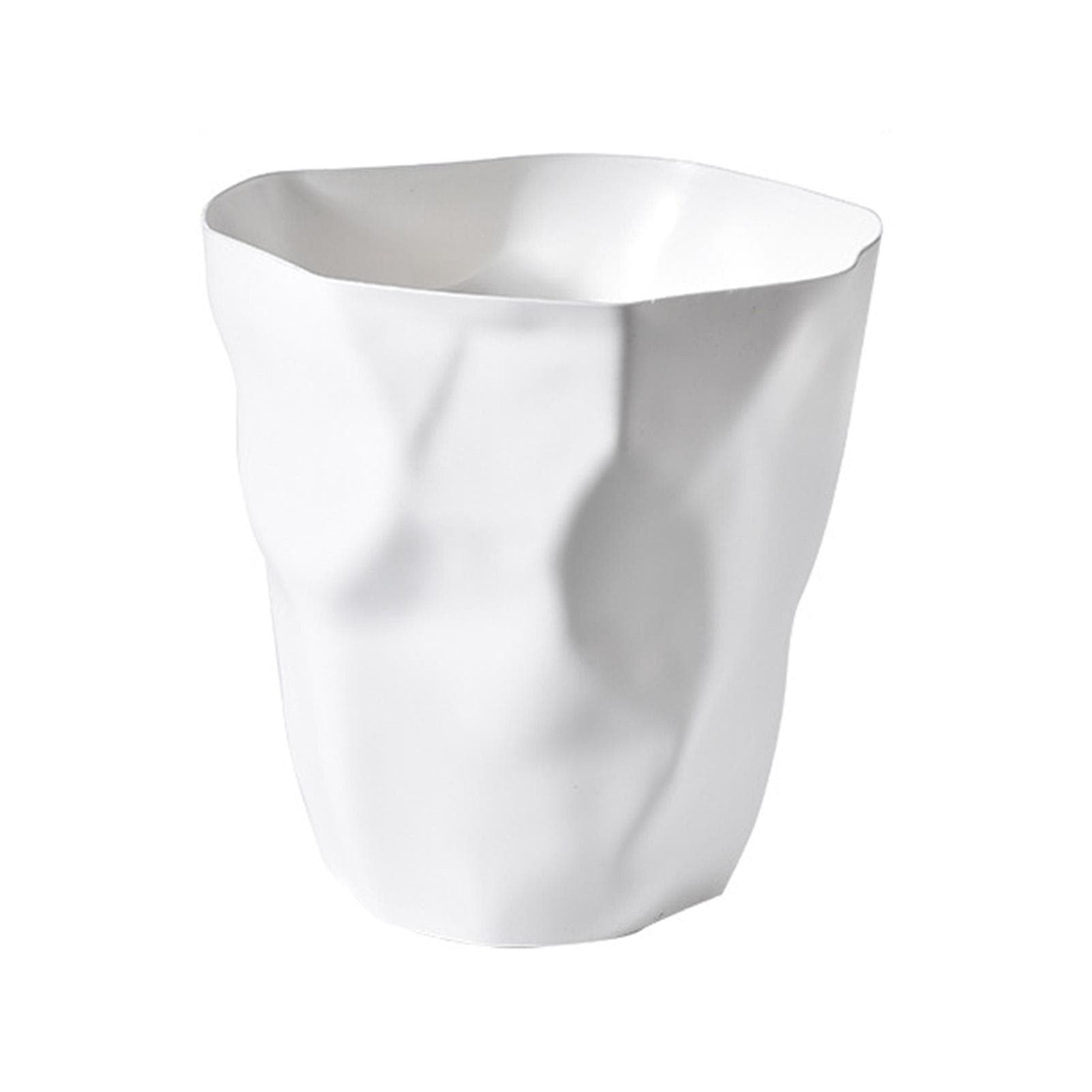 Small Trash Can Plastic Unique Irregular Creased Modern Wastebasket Open Top Garbage Bin for white