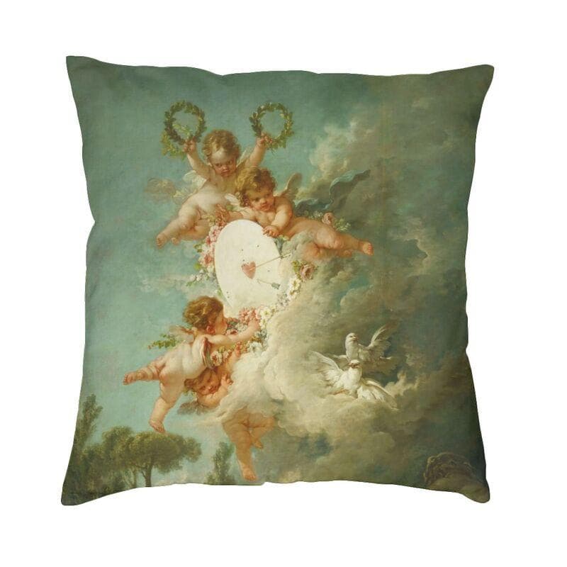 Mythological Angels Cushion Cover 40*40 cm Polyester Aesthetic Renaissance Cherubs Throw Pillow Case Sofa Living Room Decoration 30x30cm 12x12in