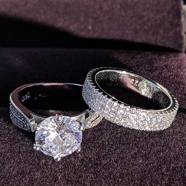 925 Sterling Silver Luxury Bold Big Wedding Rings Set for Bridal Women Engagement African Finger Christmas Gift Jewelry R4428 8