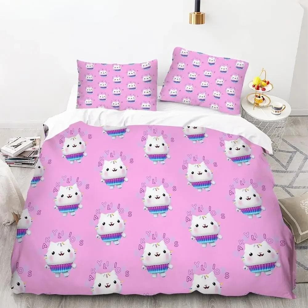 Gabby's Dollhouse Bedding Set Cartoon Pillowcases Quilt Cover For Girl Kids Gift Sing Twin Full Queen Cute Kawaii 3D Duvet Cover 70x133cm 2pcs
