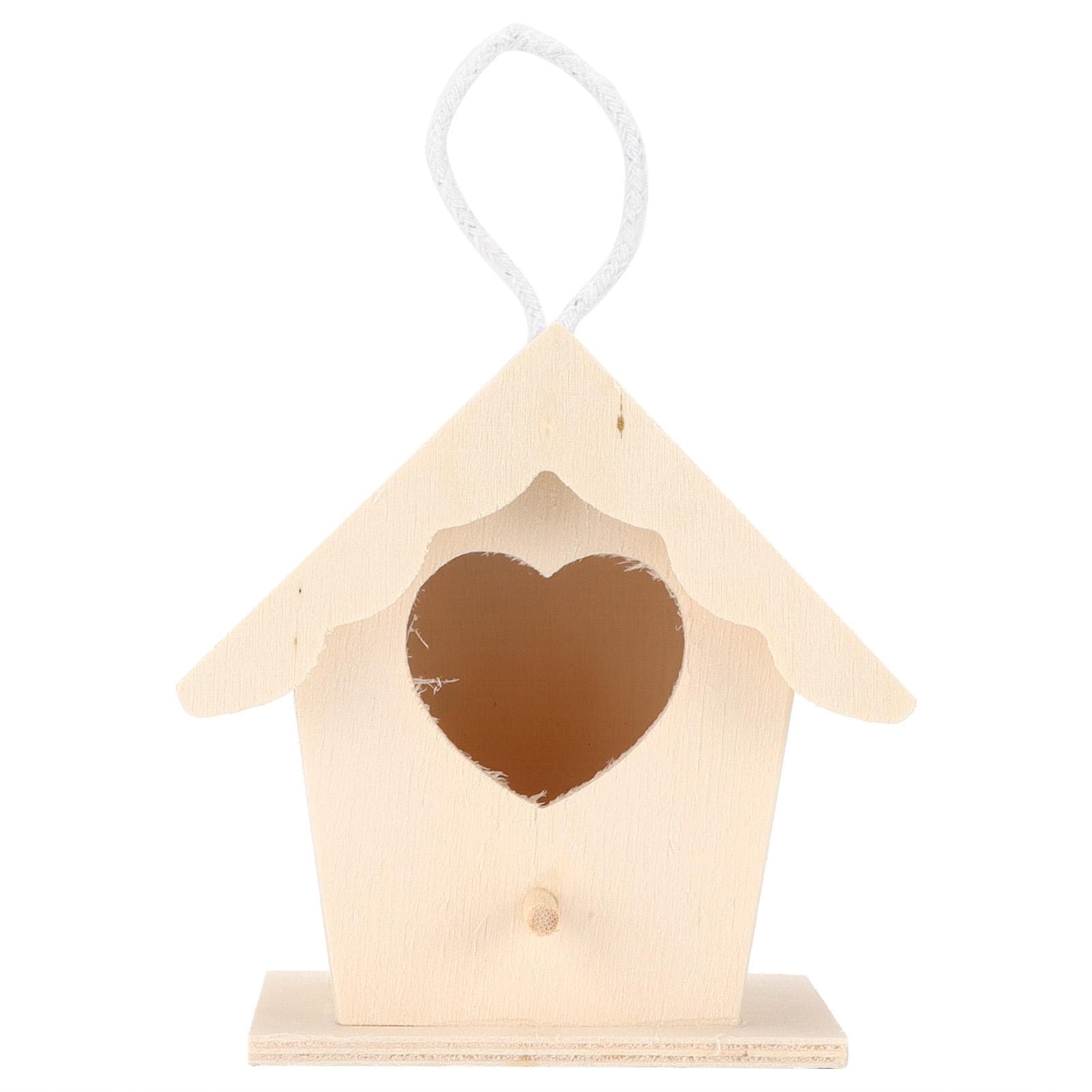 Innovative Wooden Birdhouse Natural and Safe DIY Wooden Small Birdhouse Decoration(HeartShaped Belt