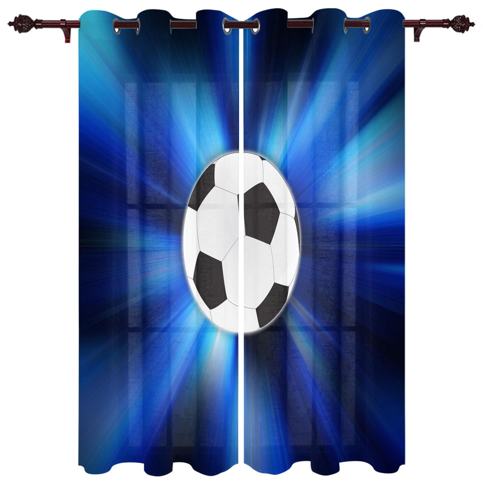Round Football Net Sketch Bedroom kitchen Living room decoration items window curtains for living room 135W x 60H(cm)
