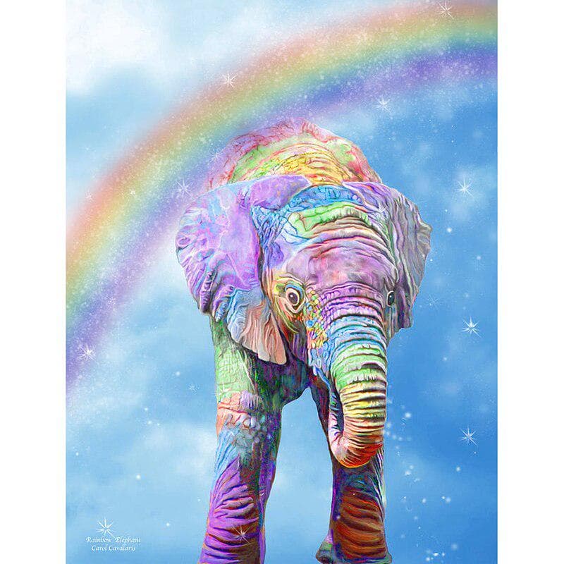 Full Round Diamond Embroidery Rainbow Elephant Diamond Painting Cross Stitch Rhinestone Mosaic Decor 20X30CM