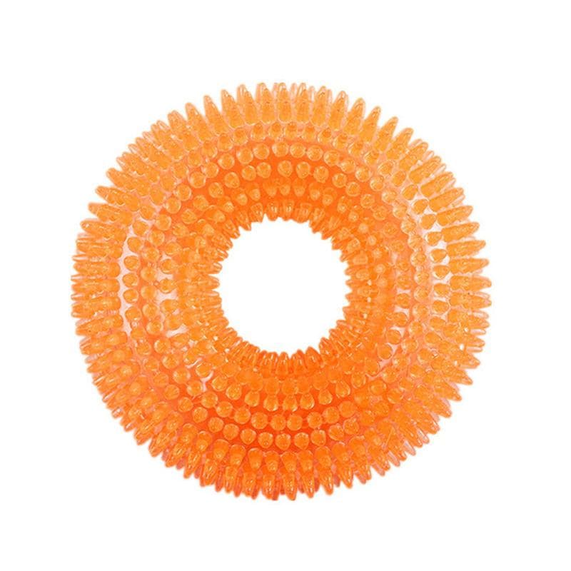 Squeaky Pet Dog Interactive Chew Toy Puppy Bite Resistant Thorn Barbed Tooth Cleaning Toy TPR Molar Chew Toys for Dogs yellow
