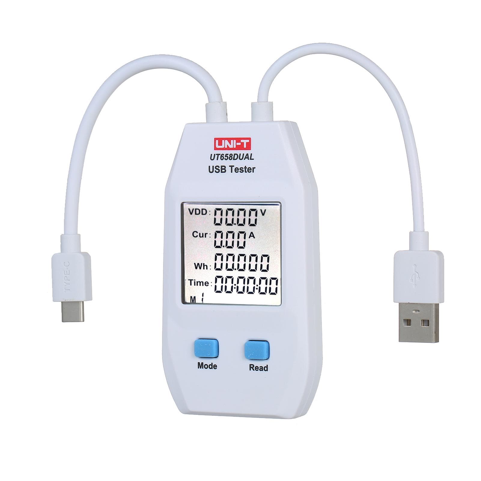 USB Power Meter LCD USB Tester Detector Voltmeter Ammeter Digital Power Capacity Tester (UT658-Dual) Dual Port