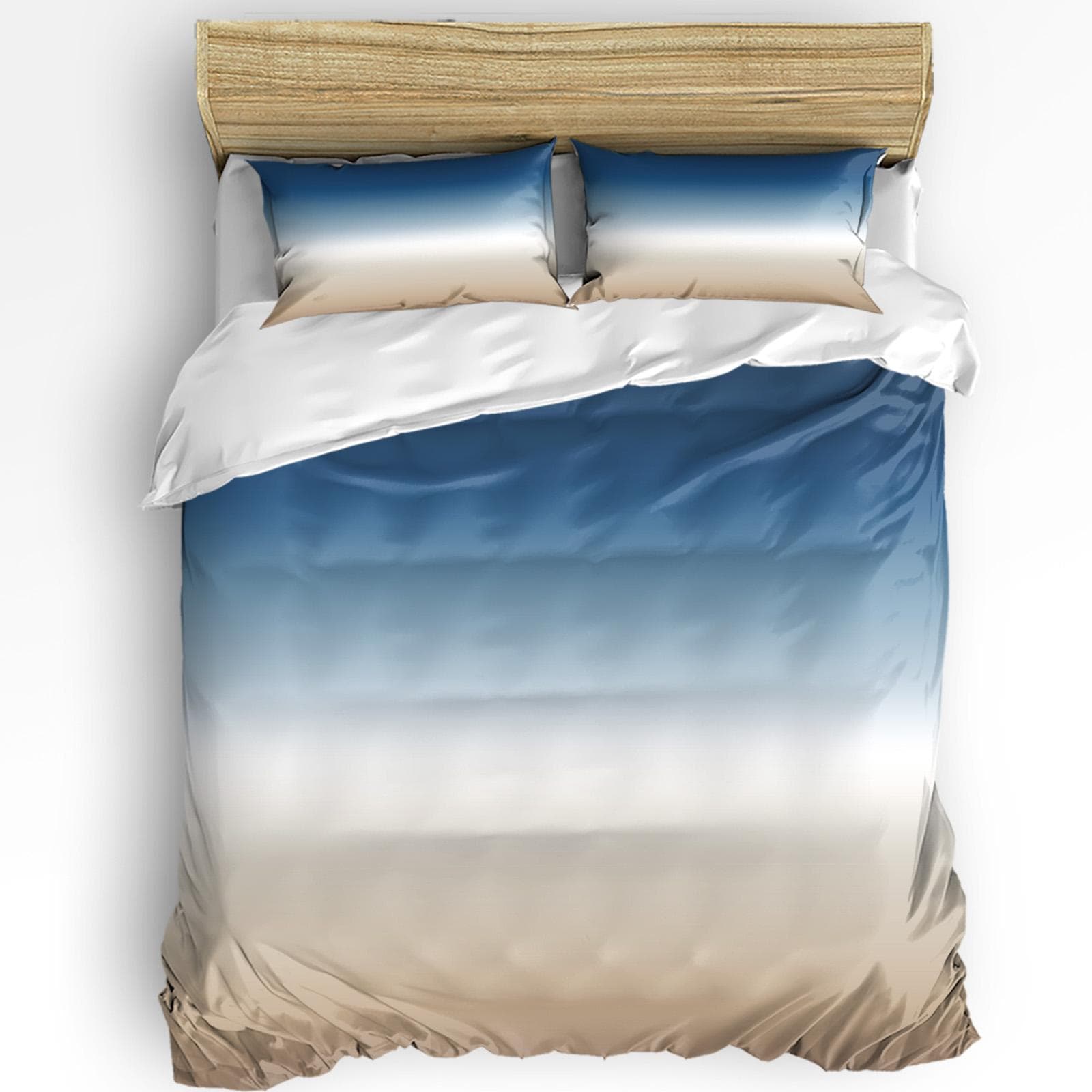 Gradient Gray Blue Duvet Cover Bed Bedding Set Home Textile Quilt Cover Pillowcases Bedroom Double Bedding Set No Sheet EU single(135x200cm)