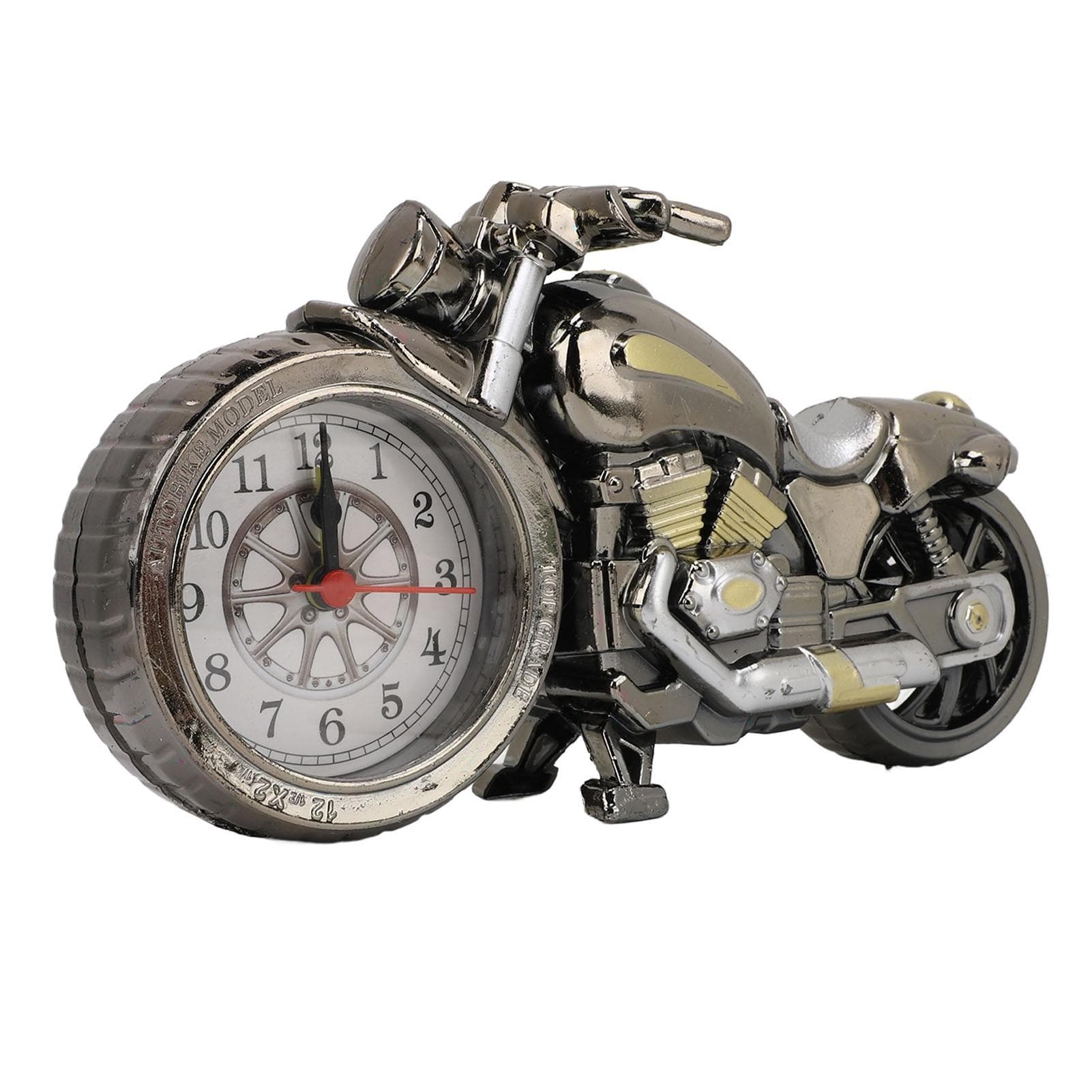 Vintage Motorcycle Model Alarm Clock Battery Powered Accurate Timekeeping Desk Shelf Clock