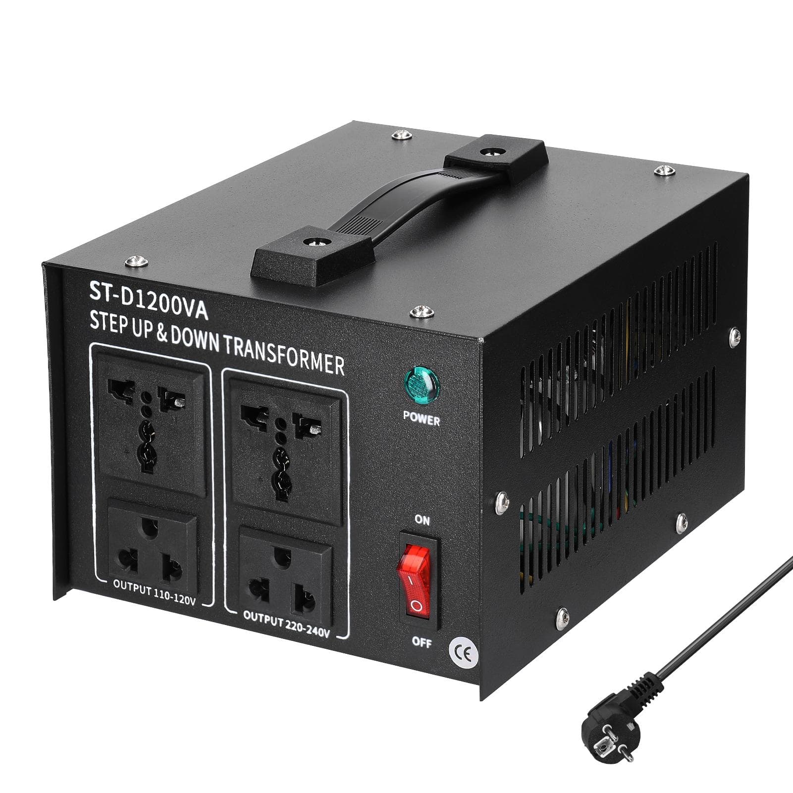 Step Up&Down Transformer Compact Size Voltage Converter 1200VA Portable Home Electrical Appliances EU-plug black