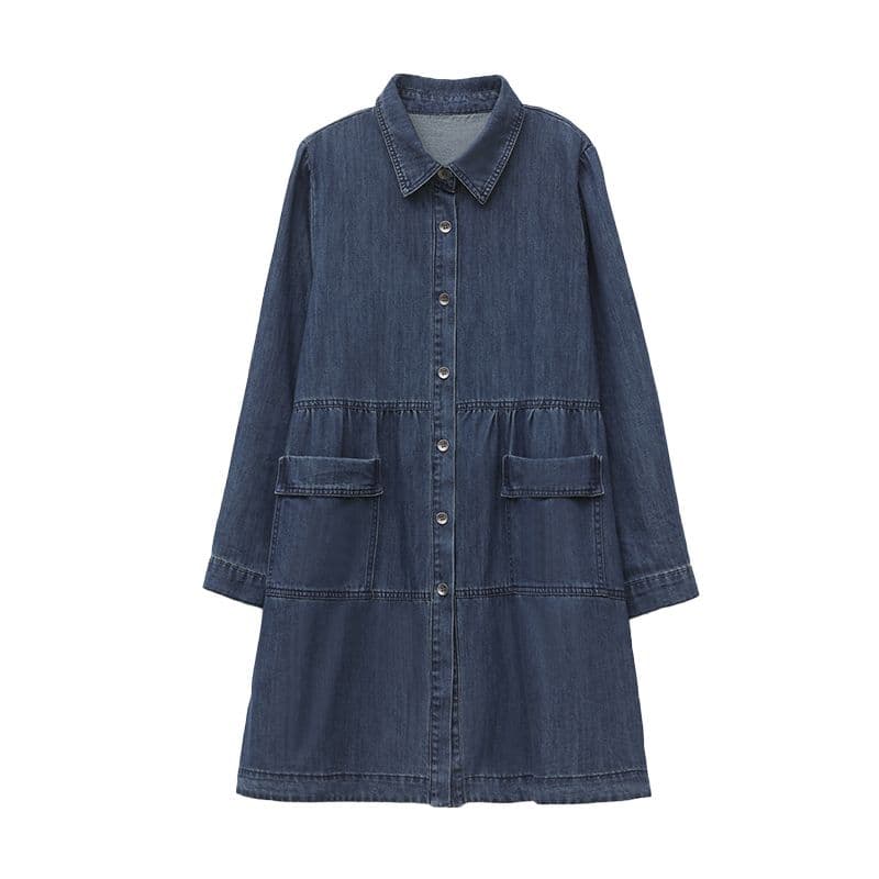 Large Size Women's Clothing, Mom's Spring Long Windbreaker Jacket, Women's New Denim Top 3XL denim blue
