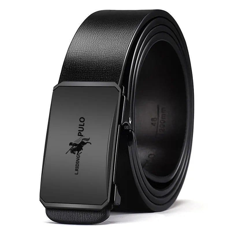New Men High Quality Belt Automatic Buckle Black Leather Men's Belt 120CM black