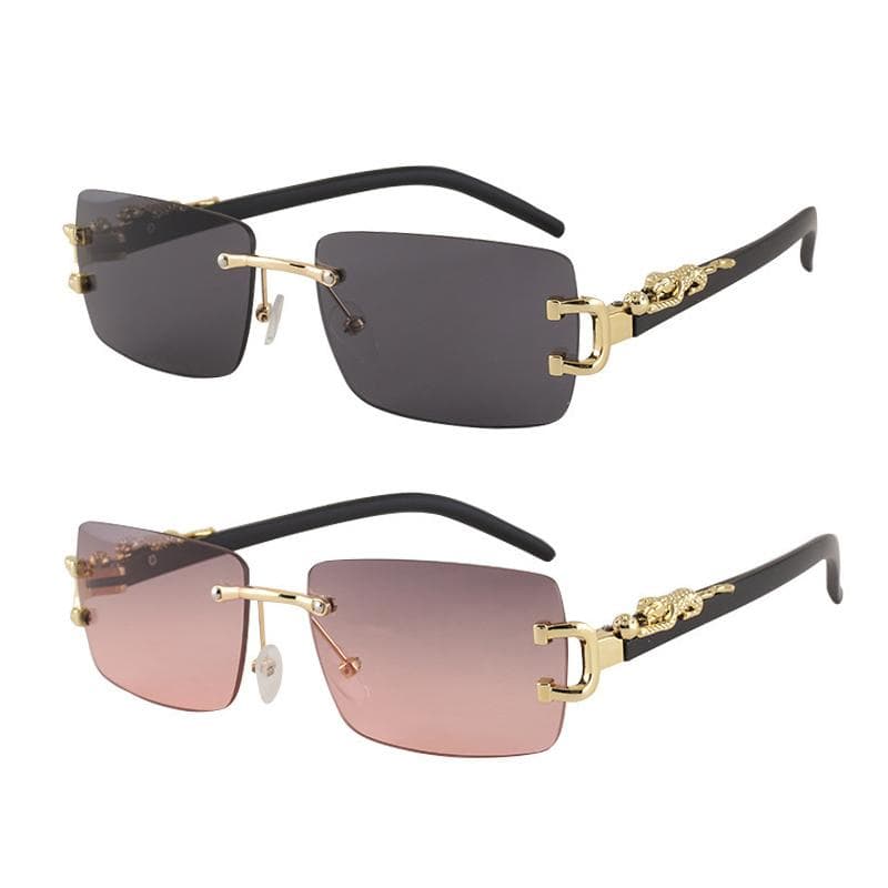 1 2Pcs set Fashionable Frameless Sunglasses Women Men Small Rectangular Vintage Sun Glasses for Daily Life MULTI