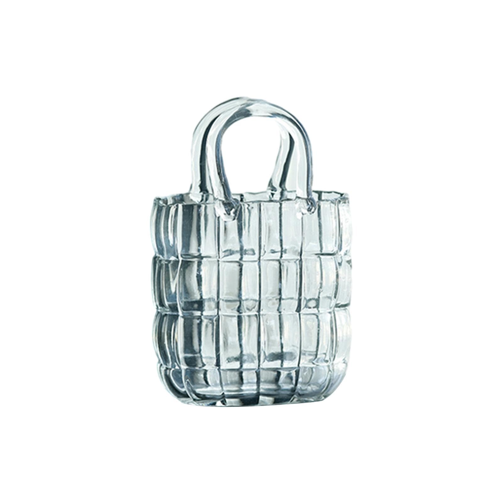 Glass Vase Transparent Hand Basket Living Room Flower Arrangement Creative Bag Fish Tank