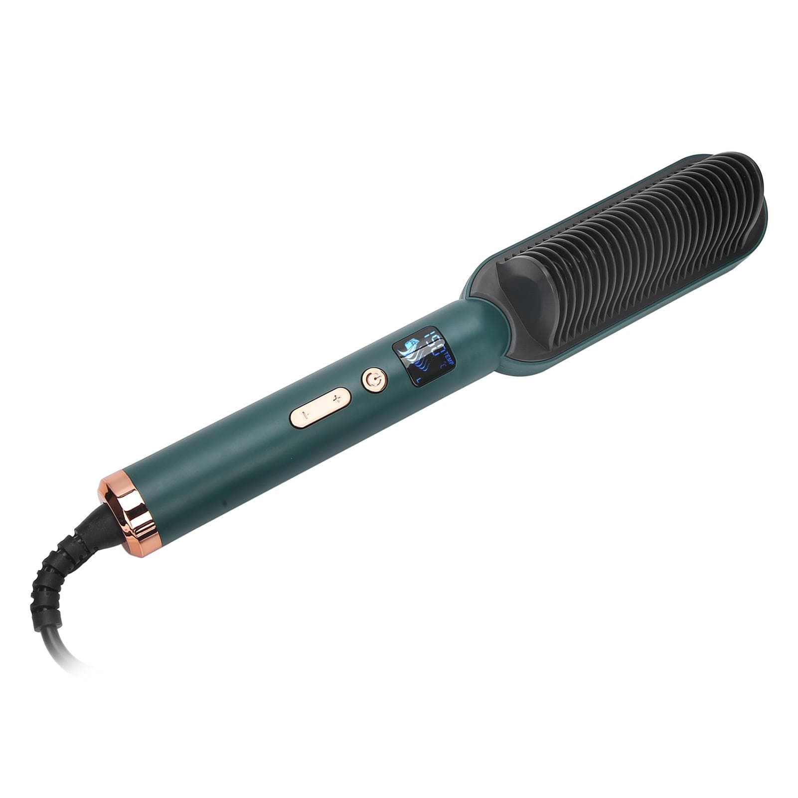 Green Hair Straightener Brush 3 Gears Heated Straightening Curler Negative Ion CombEU Plug 220V EU Plug