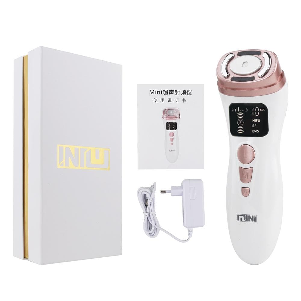 NEW Mini HiFu Ultrasonic RF EMS Microcurrent Face Lifting Anti-wrinkle Facial Skin Care Beauty Devicer With Gift Box white