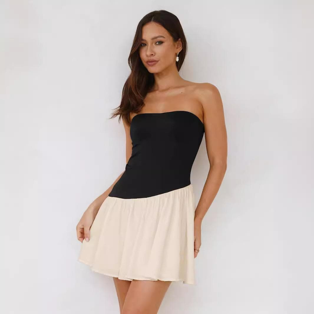 Women's Pleated Strapless Skirt for Summer Women's High-end French Dress for Women L