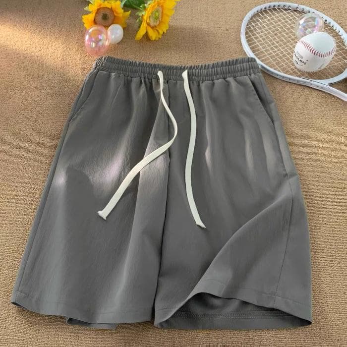 Shorts for Women In Summer Ice Silk Design Niche Lazy Style Five-point Sports Wide-leg Pants 2XL grey
