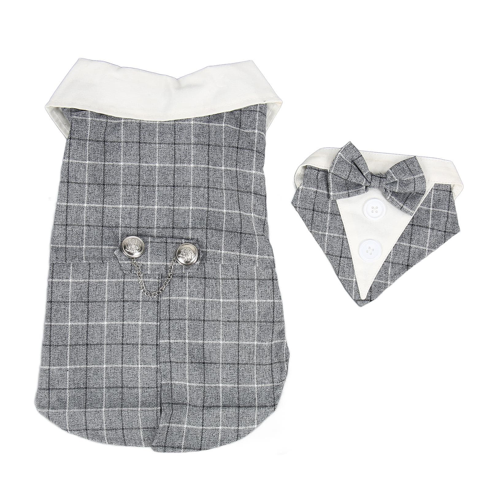 Pet Wedding Suit Stylish Elegant Dog Formal Tuxedo Suit for Wedding Halloween Birthday Party Check S(for 2-4kg)