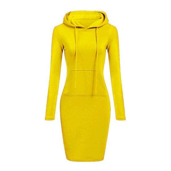 QICED Three-color Hoodie Lace-up Hoodie Pocket Long-sleeved Dress XXL