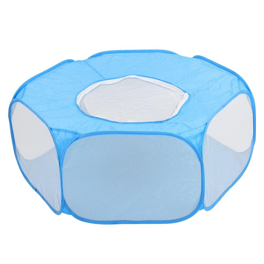 Foldable Small Animal Hamster Fence Autoopen Outdoor Indoor Exercise Crawling Pet Tent(Sky Blue ) blue