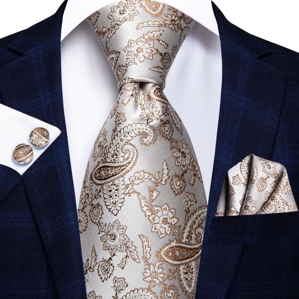Hi-Tie New Fashion Mens Tie Business Necktie Hanky Cufflinks Tie Set N-3158