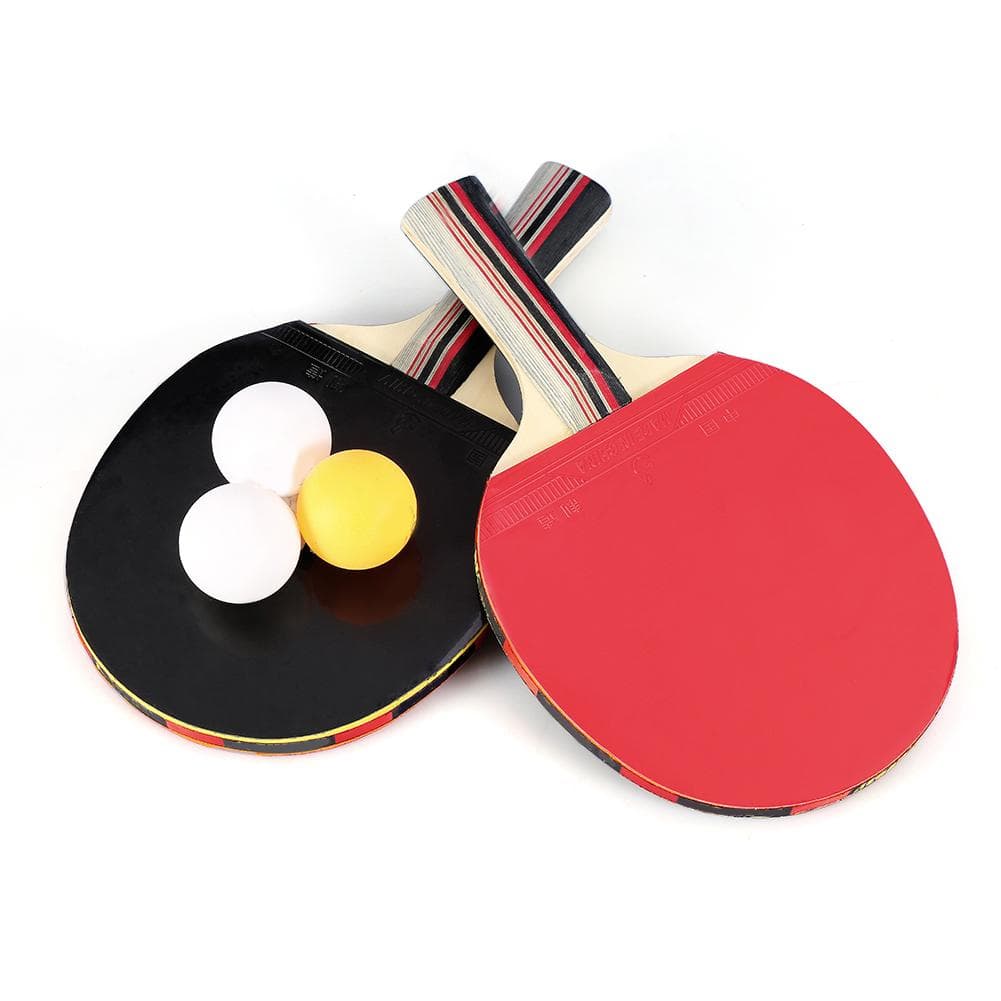 2pcs 7 Layers Wood Ping Pong Paddles Set With Balls Carrying Case For Shake hand Grip Players