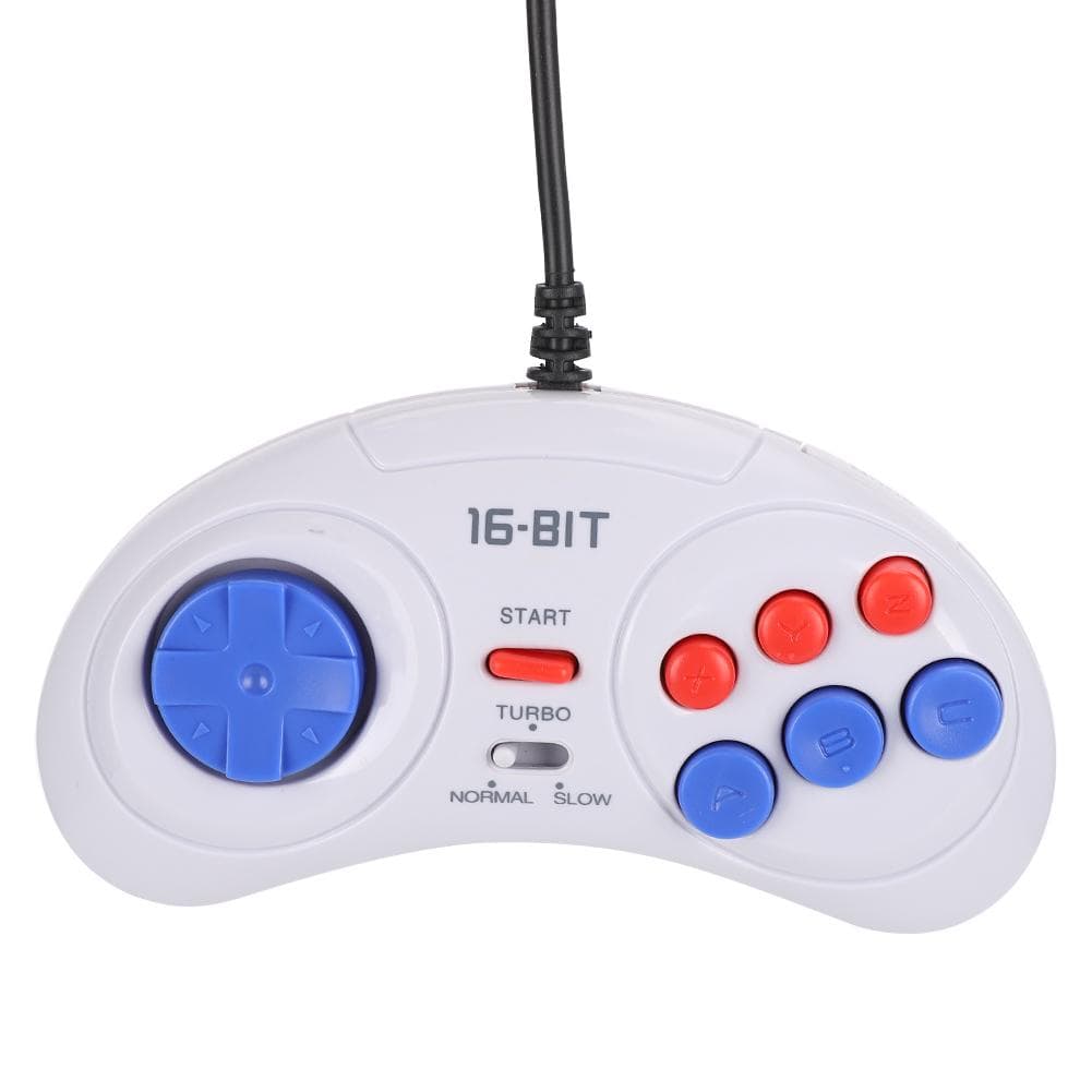 16Bit 9-Pin Mini Handheld Game Console Ergonomic Gaming Controller White for Sega