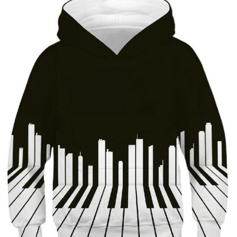 Children's Sports Hoodies Black/White 3D Print Kids Sweatshirts Junior Child Long Sleeve Pullover 4-13y Boy/Girl Hooded Sweaters 150