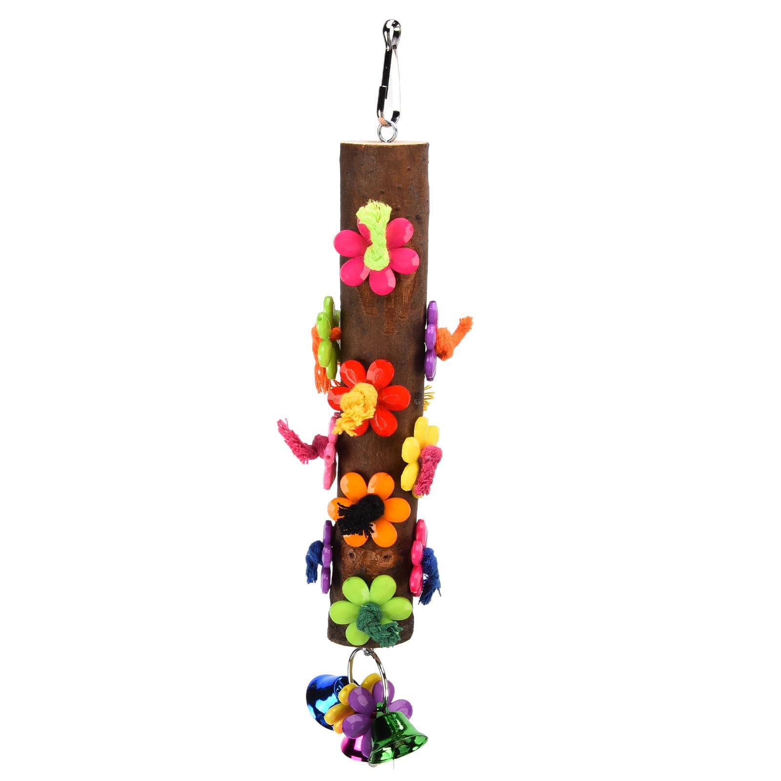 Bird Perch Natural Wood Bird Perch Stand Chewing Toy with Bell for African Grey Macaws Cockatoos