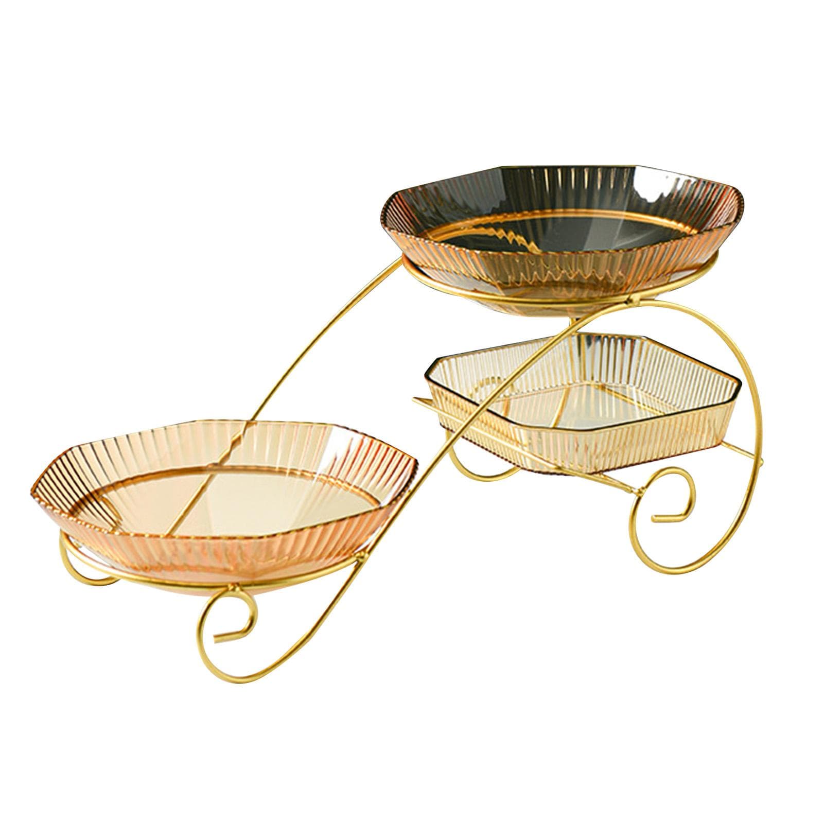 3 Layer Fruit Tray Light Luxury Transparent Living Room Table Fruit Plate Household Dried Fruit Yellow