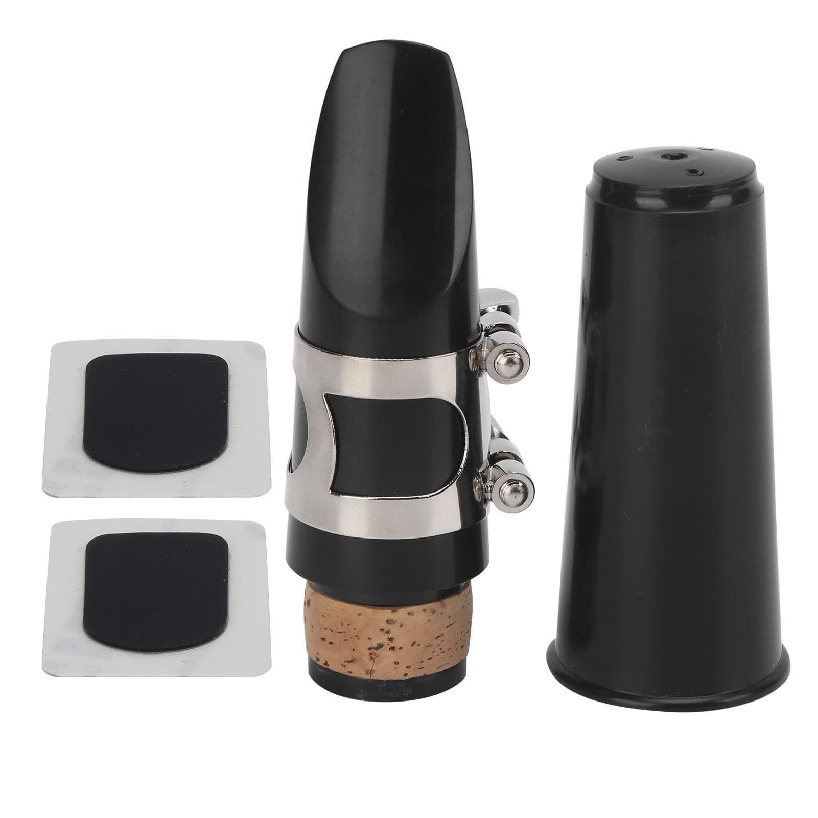 Clarinet Mouthpiece Kit ABS Ligature Cushions Reed Cap Musical Instrument Accessories(Black )