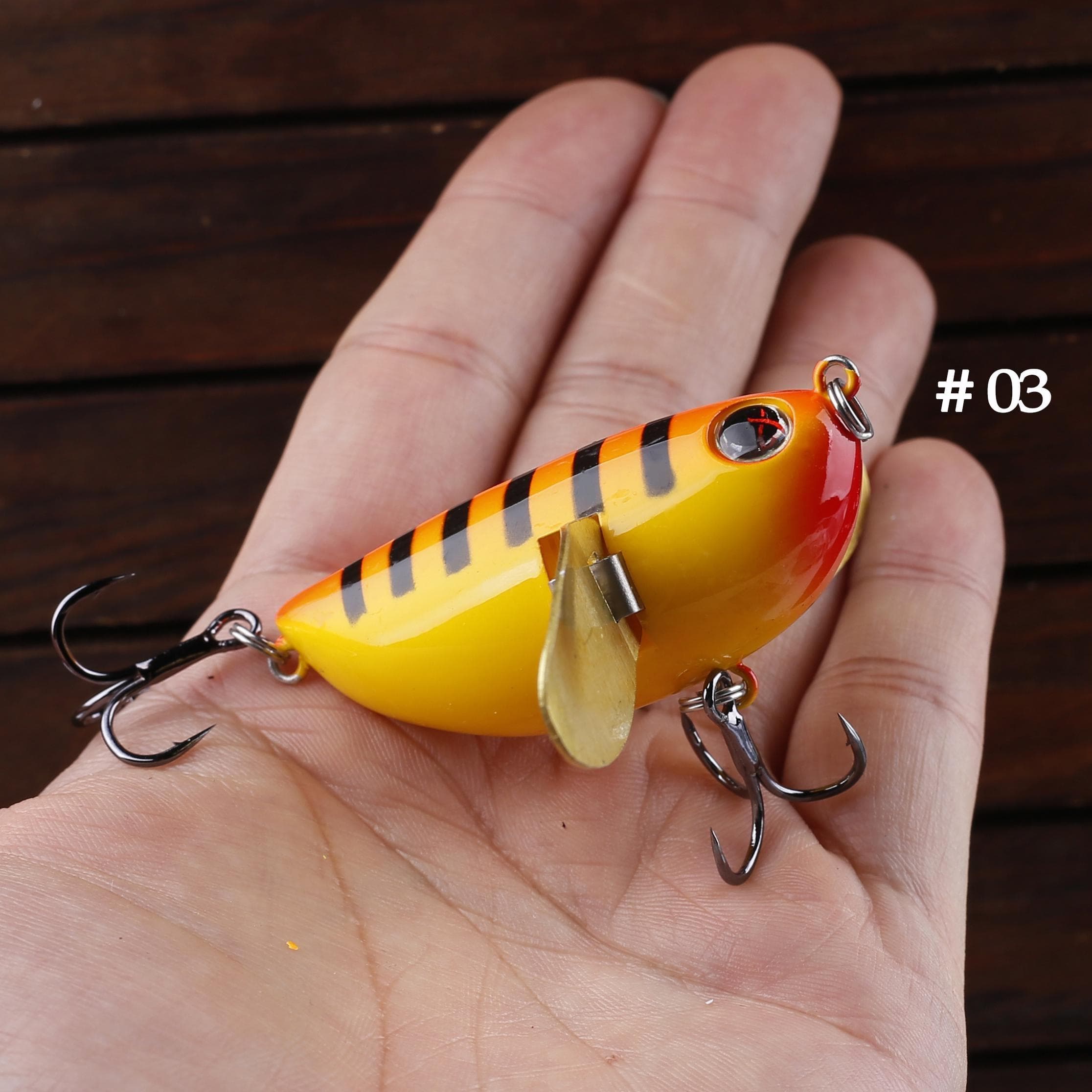 1Pcs Water Surface System Wave Climbing Fish Bait Tackle Lifelike Bee Fishing Lures with Two Metal Spoon Wings yellow