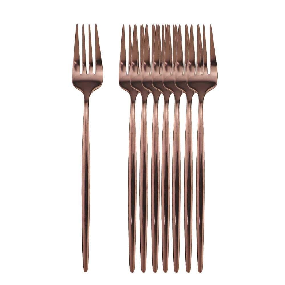 8/16Pcs Black Gold Dinner Fork Tableware Dinnerware Stainless Steel Silverware Gold Kitchen Flatware Black Cutlery 8Pcs Rose