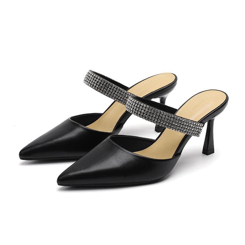 Women's Shoes Commuter Rhinestone Ankle-Strap Stilettos Sandals Women's Professional Temperament Pointed High Heels 39