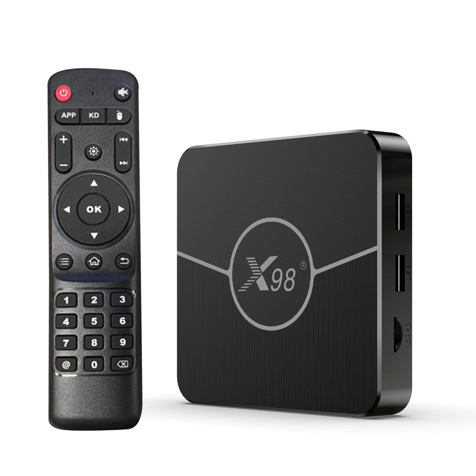 X98 Plus Android 11.0 Smart TV Box Amlogic S905W2 UHD 4K Media Player 2.4G/5G Dualband WiFi BT AV1 EU-64G black